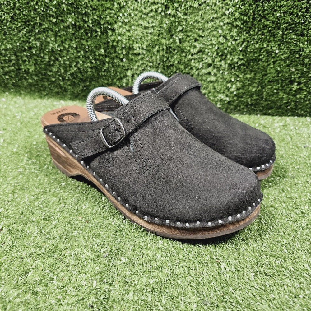 Troentorp Donatello‎ Black Suede Slip On Clog Mules Womens Size EU 39 US 9